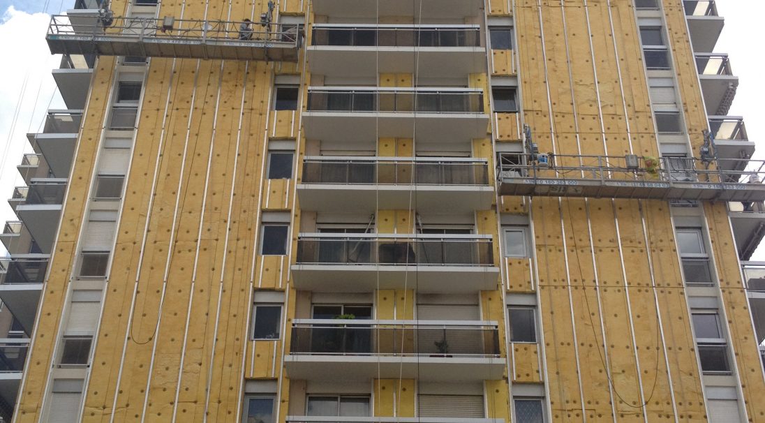 Facade renovation after disaster, rue Gazan residence rainscreen cladding